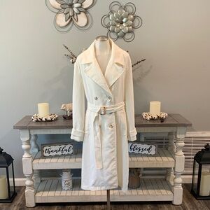 Bagatelle Cream Double-Breasted Trench Coat